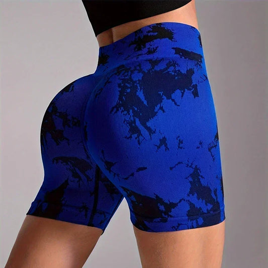 High-Waist Tie-Dye Yoga Shorts for Women-Seamless,Stretchy Activewear Womens Shorts Biker Shorts Sexy Girl Y2k Shorts Gym Shorts