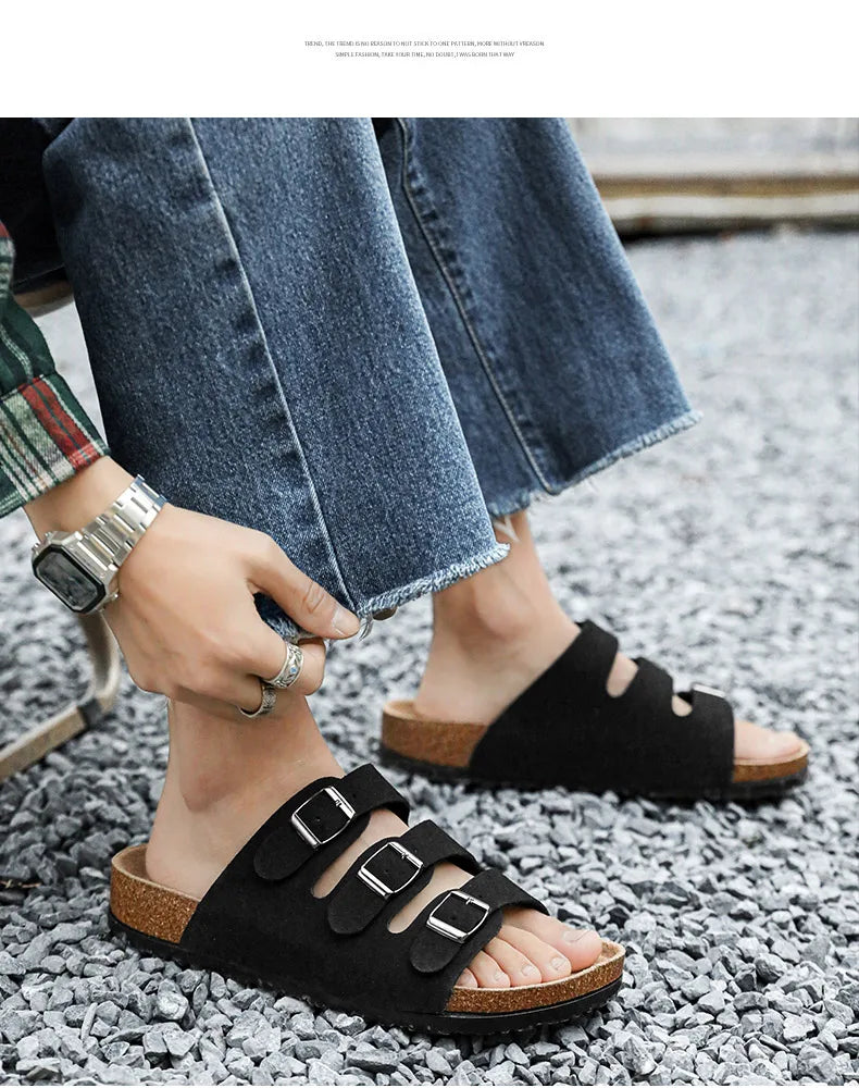 Men's Summer Sandals for Men 2024 Adult Leather Men's Sandal Man Beach Sandals Original Brands Shoes Trend Trending Comfortable