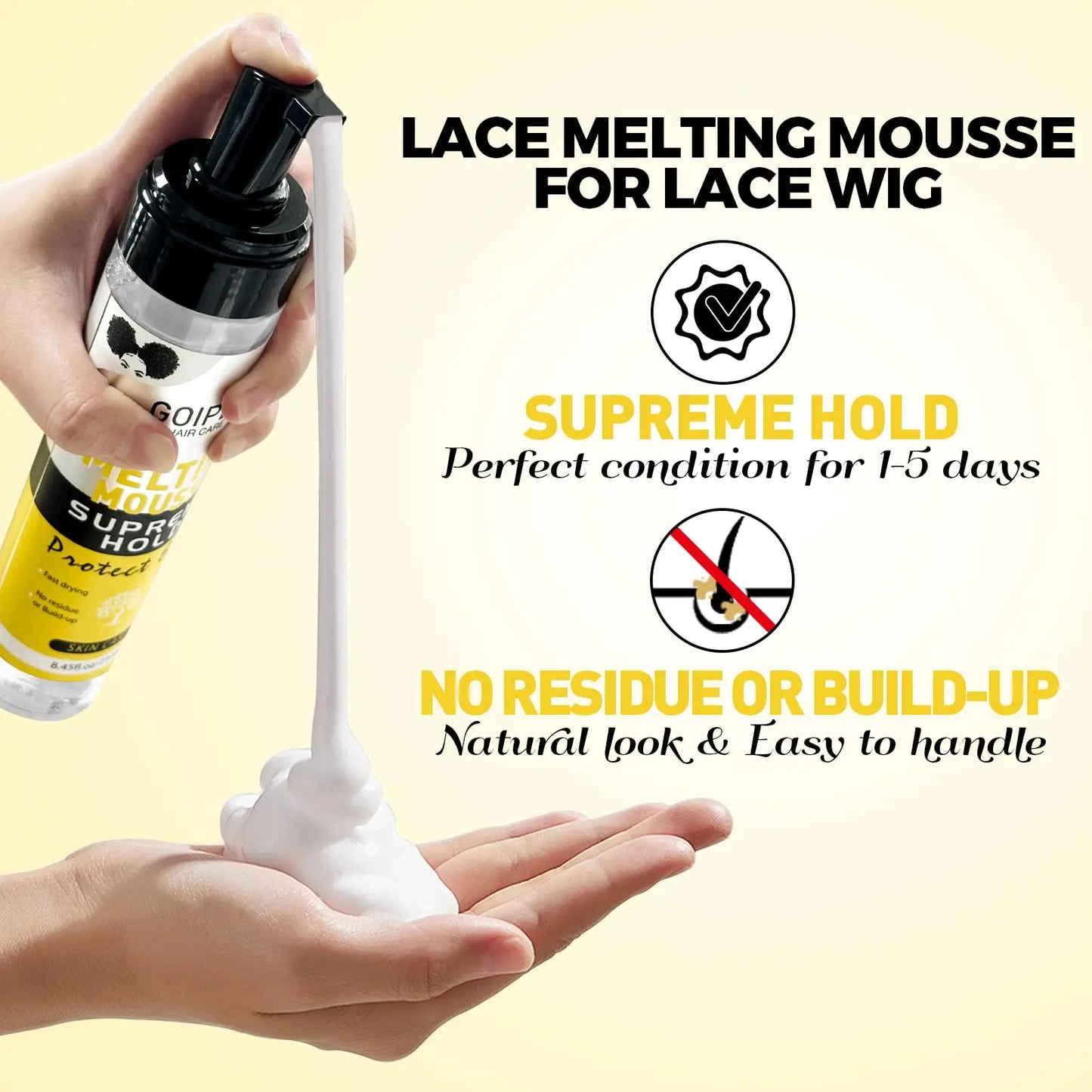 GOIPLE Wig Lace Melting Mousse Invisible Bond Supreme Hold Protect Edge Fast Drying Long-Lasting Lace Melting Spray No Residue