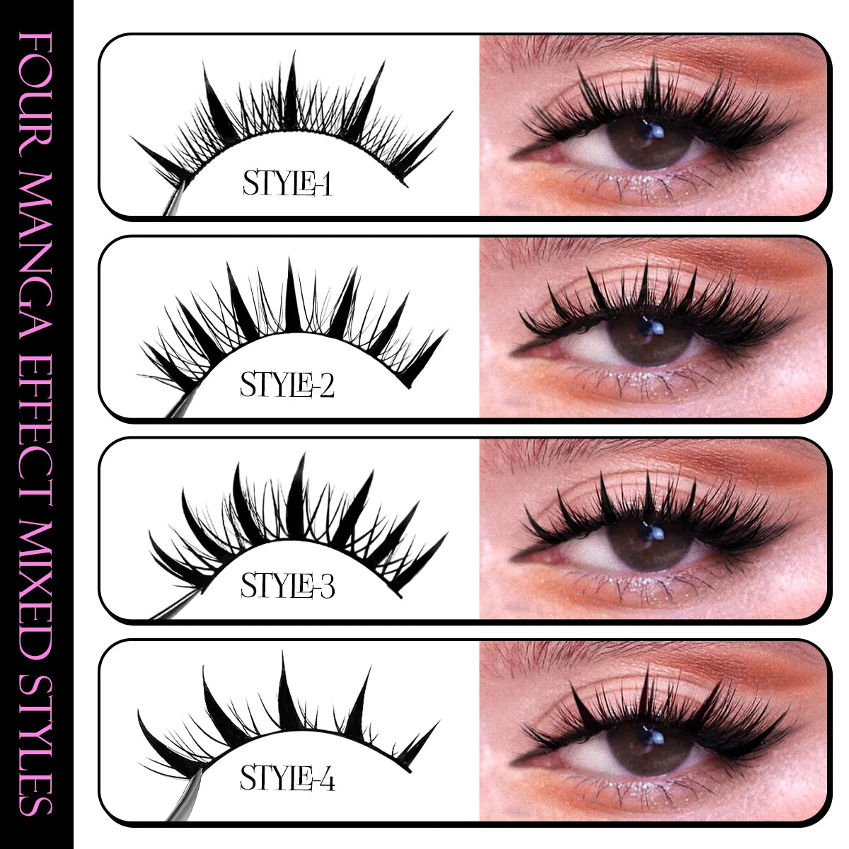GROINNEYA New Natural Manga Lashes 5/7/20 Pairs 3D Mink Lashes Soft Cross Wispy False Eyelashes Eyelash Extension Makeup Tools