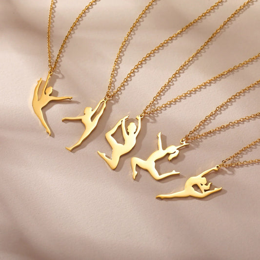 Rhythmic Gymnastics Necklace Women Trend 2025 Gymnast Stainless Steel Jewelry BFF Dancer Girl Sport Accessories Mother Day Gift