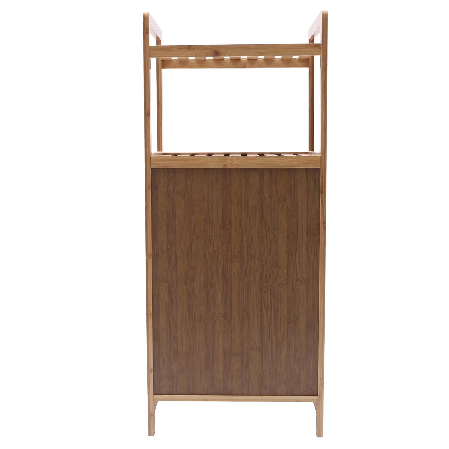Bamboo Laundry Rack with Flip Basket, 2 Shelves, Scratch-Resistant, Large Capacity, Easy-to-Clean Design, Ideal for Home Storage