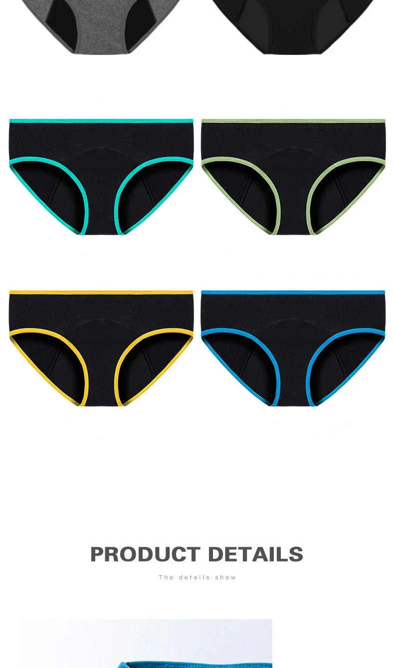 Women Menstrual Panties Leak Proof Briefs Solid Plus Size Cotton Panties Lingerie Absorbency Comfortable Physiological Underwear