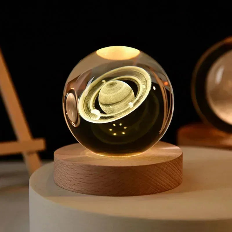 3D Crystal ball Crystal Planet Night Light DIY Laser Engraved Solar System Globe Astronomy Birthday Gift Home Desktop Decoration