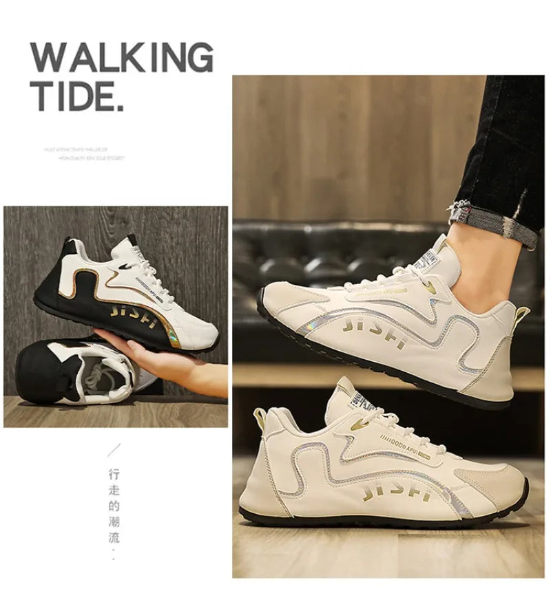 Luxury Men's Sneakers High Quality Leather Casual Shoes for Men Fashion All-match Sport Shoes Platform Comfor Men Running Shoes