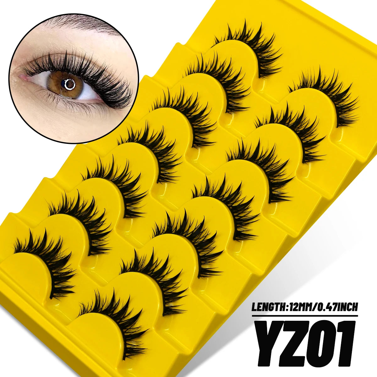 GROINNEYA New Natural Manga Lashes 5/7/20 Pairs 3D Mink Lashes Soft Cross Wispy False Eyelashes Eyelash Extension Makeup Tools