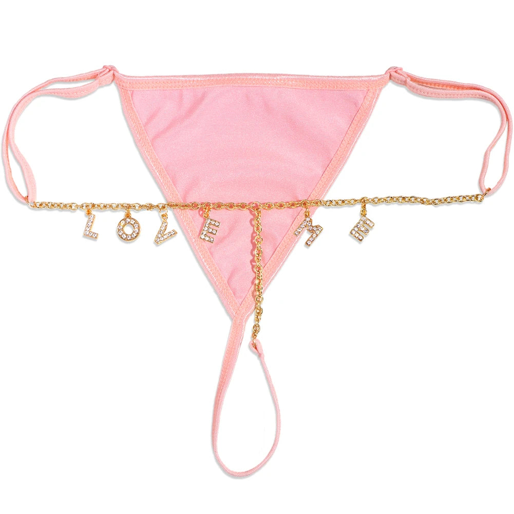 Colorful Customized Thong A-Z Letter Name Waist Body Chain For Women Sexy Underwear Bikini Panties DIY Body Jewelry Dropshipping