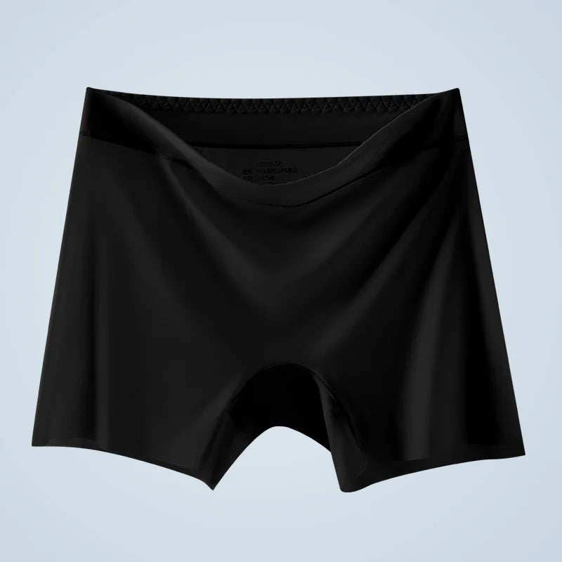 1pcs Summer Ice Silk Ultra-thin Quick-drying Boxer Brief Women Seamless High waist Panties Plus Size Female Safety Underwear