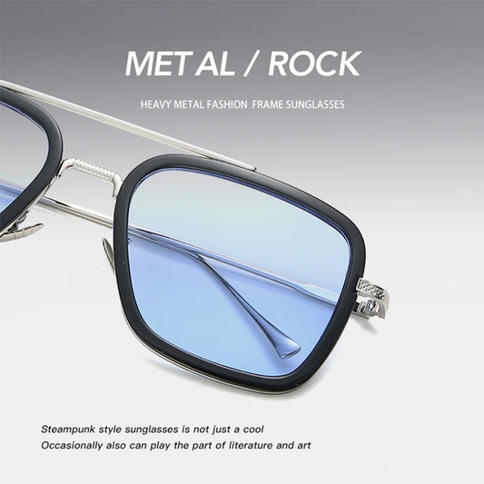 2024 New Square Men Sunglasses Fashion Metal Steampunk Sun Glasses For Women Trendy Outdoor Shades Eyewear Unisex Accessory