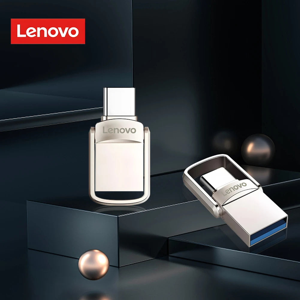 Original Lenovo 2TB Pendrive USB 3.1 Flash Drive Metal U Disk 2 IN 1 OTG 1024GB 128GB 512gb 1TB Pen Drives For Phone Computer