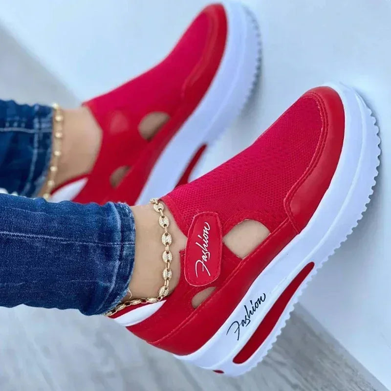 NEW Designer Brand Red Blue Women Sneakers High Quality Tennis Female Canvas Casual Shoes Ladies Platform Hollow Out Sport Shoes