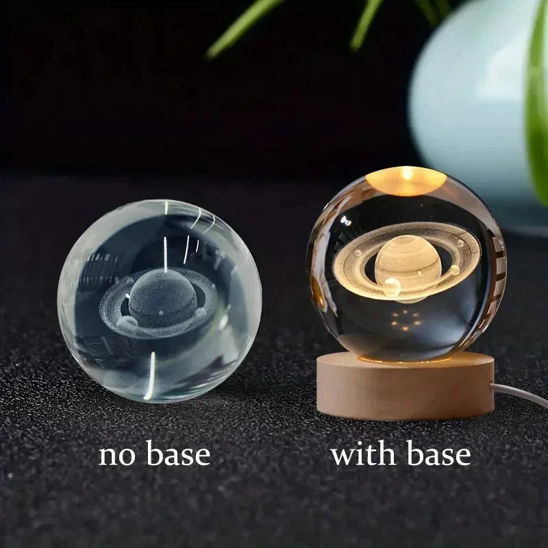 3D Crystal ball Crystal Planet Night Light DIY Laser Engraved Solar System Globe Astronomy Birthday Gift Home Desktop Decoration