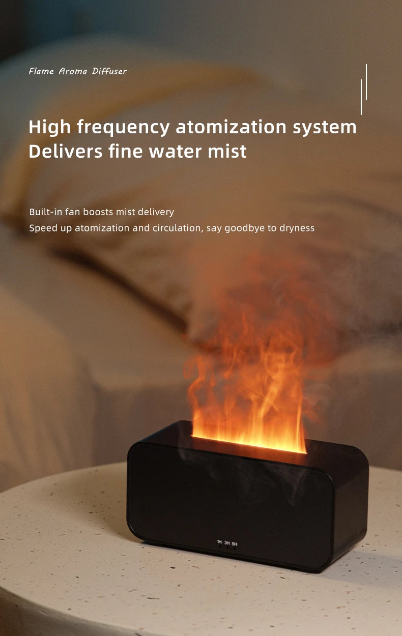 New Mini Desktop Simulation Flame Humidifier 7-Color Night Lights Can add Essential Oil Timing Setting USB Diffuser Aromatherapy