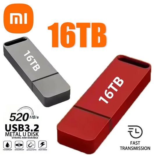Xiaomi 16TB Flash Drive USB3.2 High Speed Transfer Type C U Metal Flash SSD Portable Mini Flash Drive Memory Waterproof U Drive