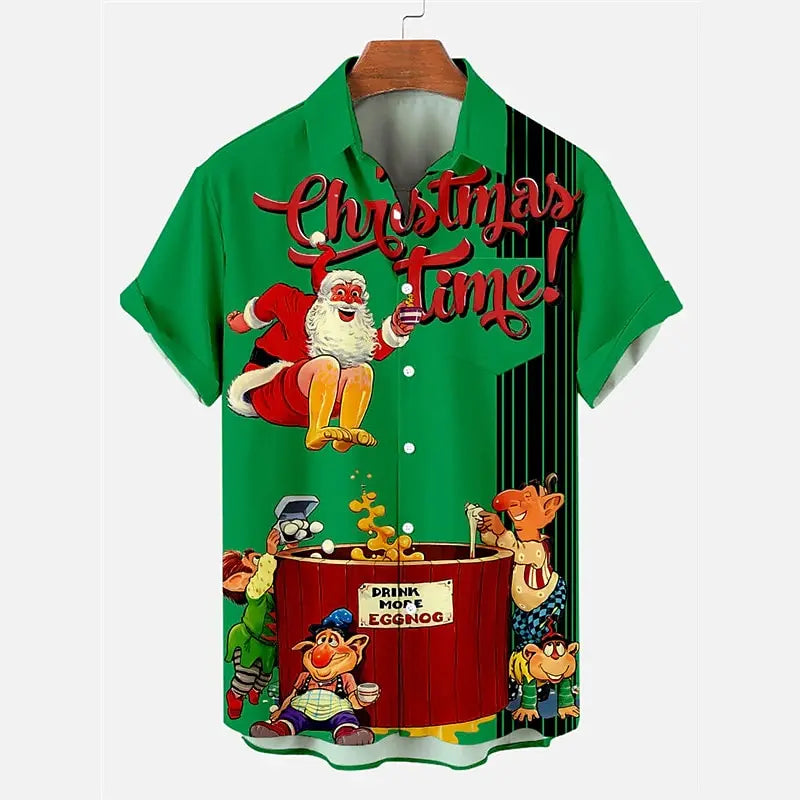 Skull Abstract Men's Shirt Casual Top Weekend Fall Short Sleeve Four-Way Stretch Fabric Christmas