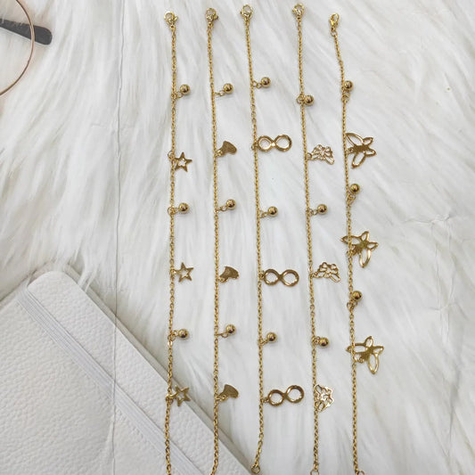 1PC Stainless Steel Star Heart Butterfly Anklet Gold Color Pendants Chain Anklet For Women Summer Beach Foot Show Sandal Jewelry