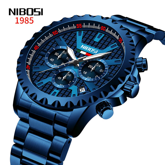 NIBOSI Men Watches Stainless Steel Top Luxury Fashion Business Wristwatch Waterproof Luminous Quartz Watches Relogio Masculino