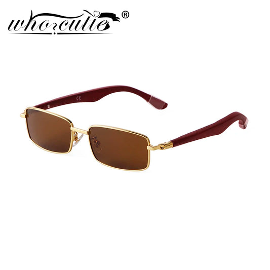 Luxury Brown Rimless Rectangle Men Sunglasses Clear Lens Wood Square Sun Glasses Spectacle Plain Frameless Women Eyewear Shades