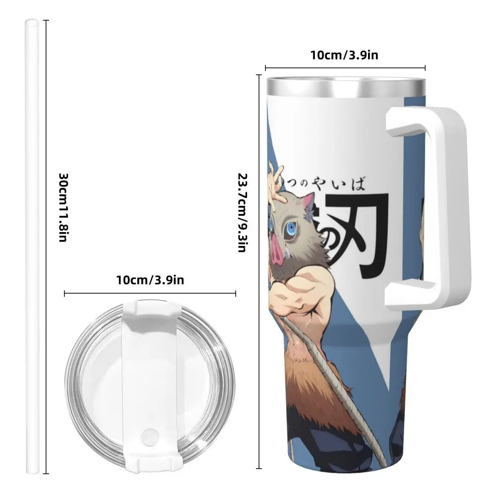 Demon Slayer 40 oz Tumbler with Handle and Straw Lid Stainless Steel Insulated Tumblers Travel