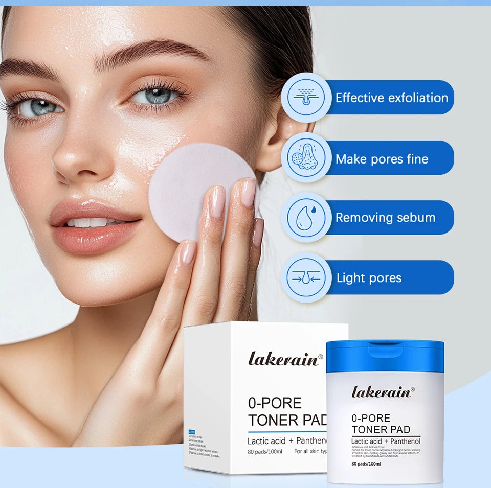 4.5% AHA Lactic Acid & 0.45% BHA 0-pore Toner Pad Salicylic Acid Dual-Textured Facial Toner Pads for Exfoliation and Pore Care