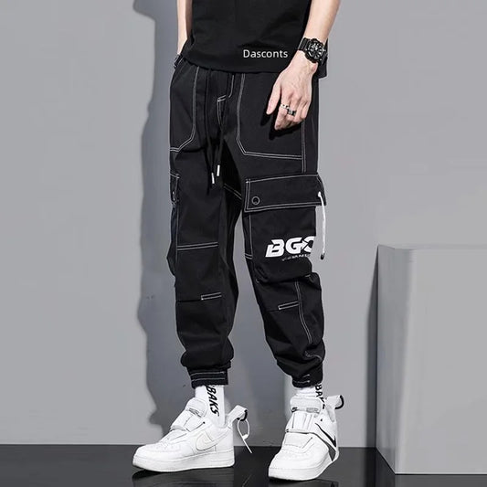 Spring Summer Korean Style Trendy Casual Men's Pants Loose Fit Work Trousers Versatile Pocket Long Leg Pants