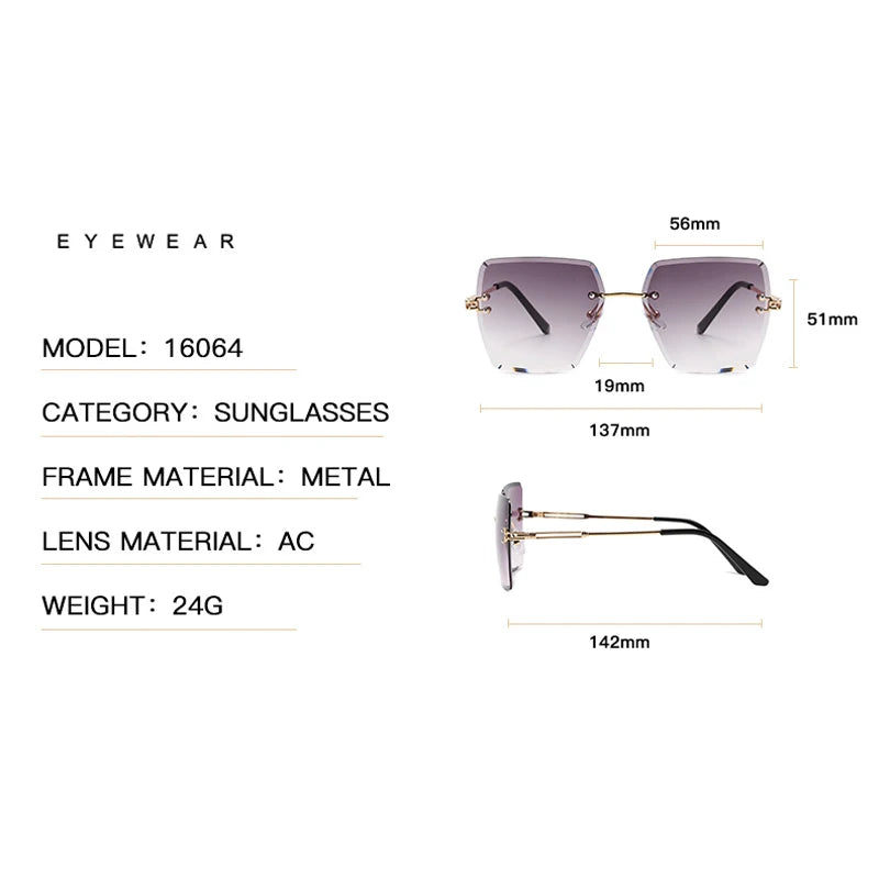 2024 Trendy Polygonal Gradient Men Sunglasses New Frameless Cut Edge Sunglasses for Women Sunscreen and Shading Sunglasses