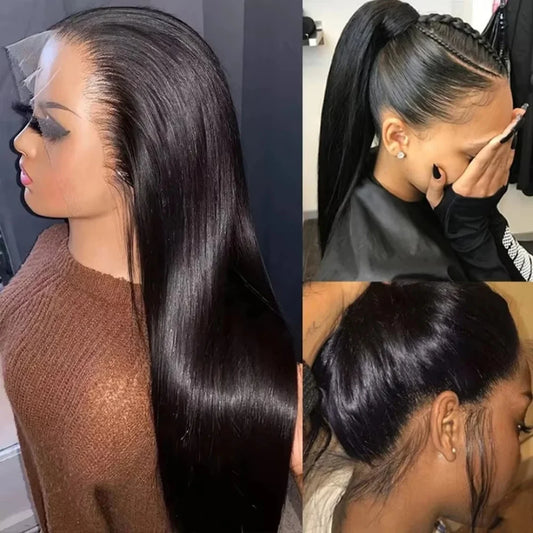 250Densit 13x6 Bone Straight HD Transparent Lace Human Hair Wigs Brazilian 13x4 360 Full Lace Front Wig Human Hair Wig For Women