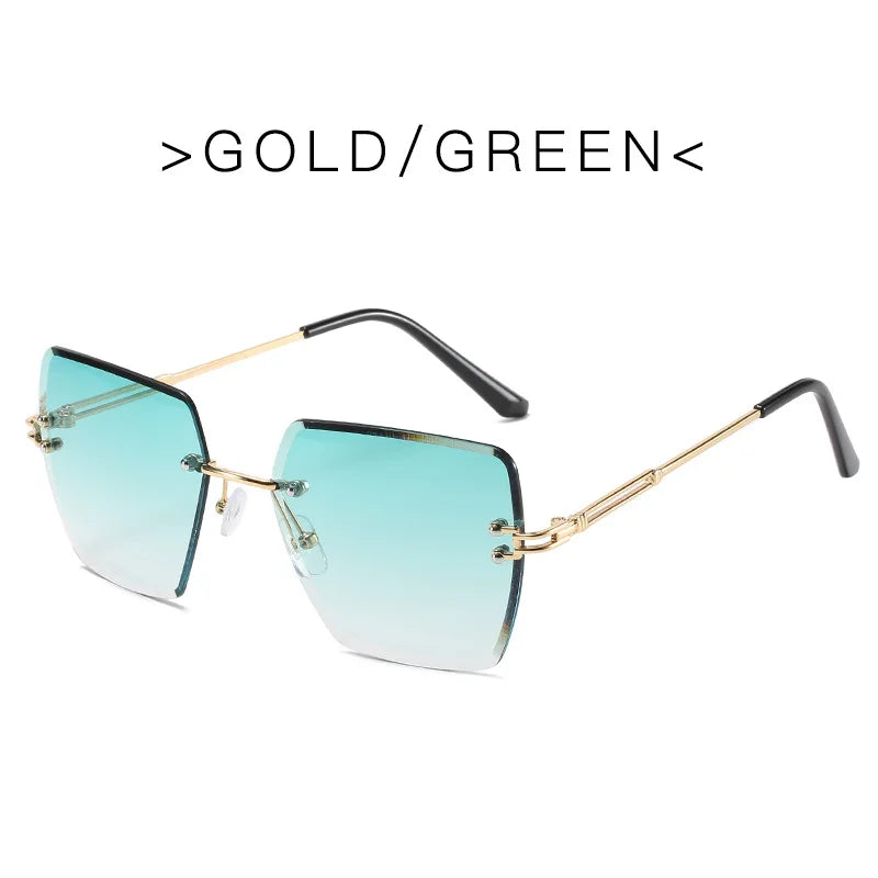 2024 Trendy Polygonal Gradient Men Sunglasses New Frameless Cut Edge Sunglasses for Women Sunscreen and Shading Sunglasses