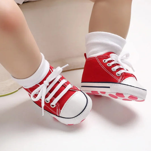 New Baby Canvas Sneaker For Newborn Sport Shoes For Baby Boys Girls Infant Toddler Soft Bottom Anti-slip First Walkers 0-18 M
