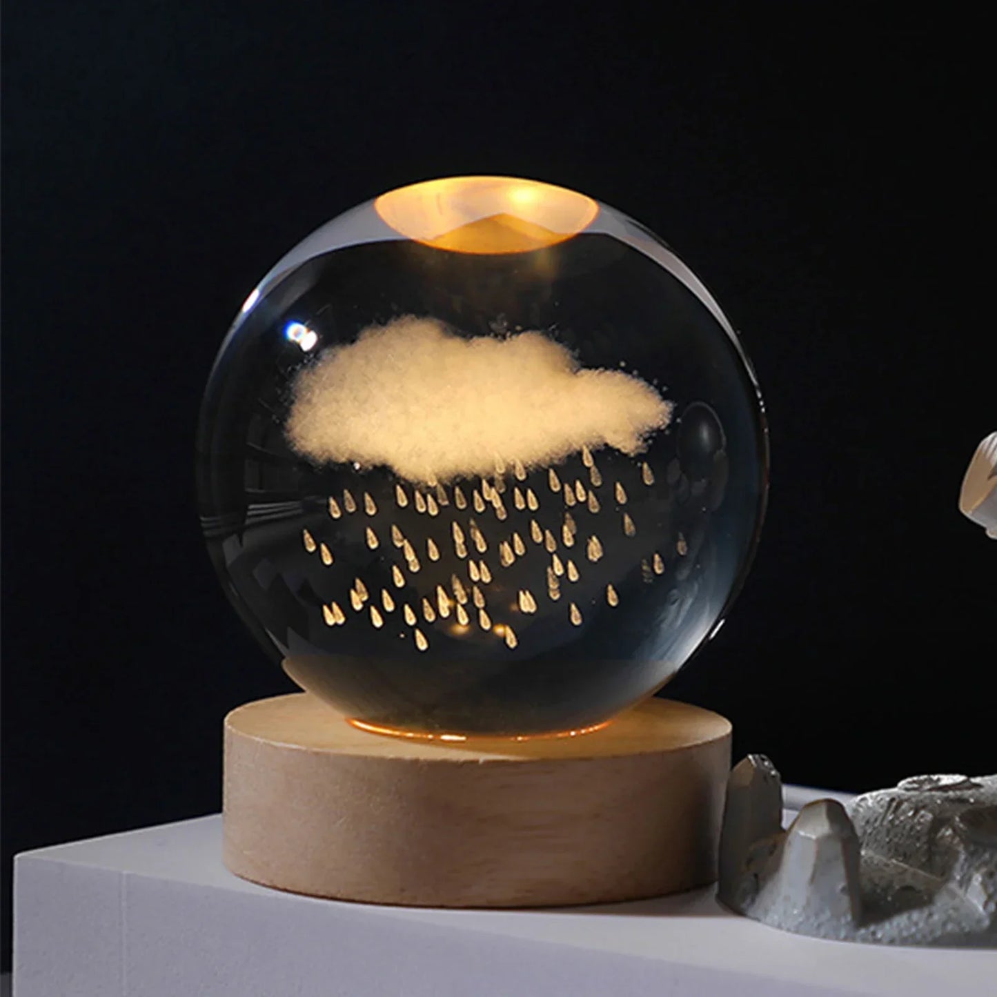 Luminous Crystal Ball LED Night Light Saturn Solar System 3D Moon Table Lamp USB Bedroom Atmosphere Lamp for Birthday Kid Gift