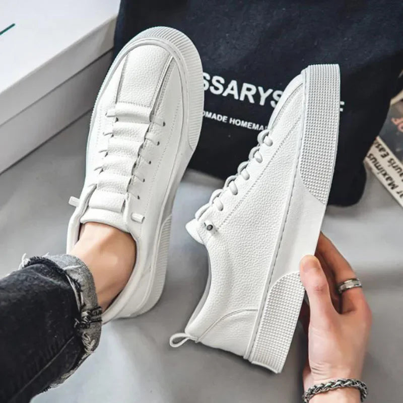 White Sneakers for Men 2024 Spring Fashion Casual Lace Up Round Toe Flat mens Running Sport Shoes Zapatillas Deportivas Hombre