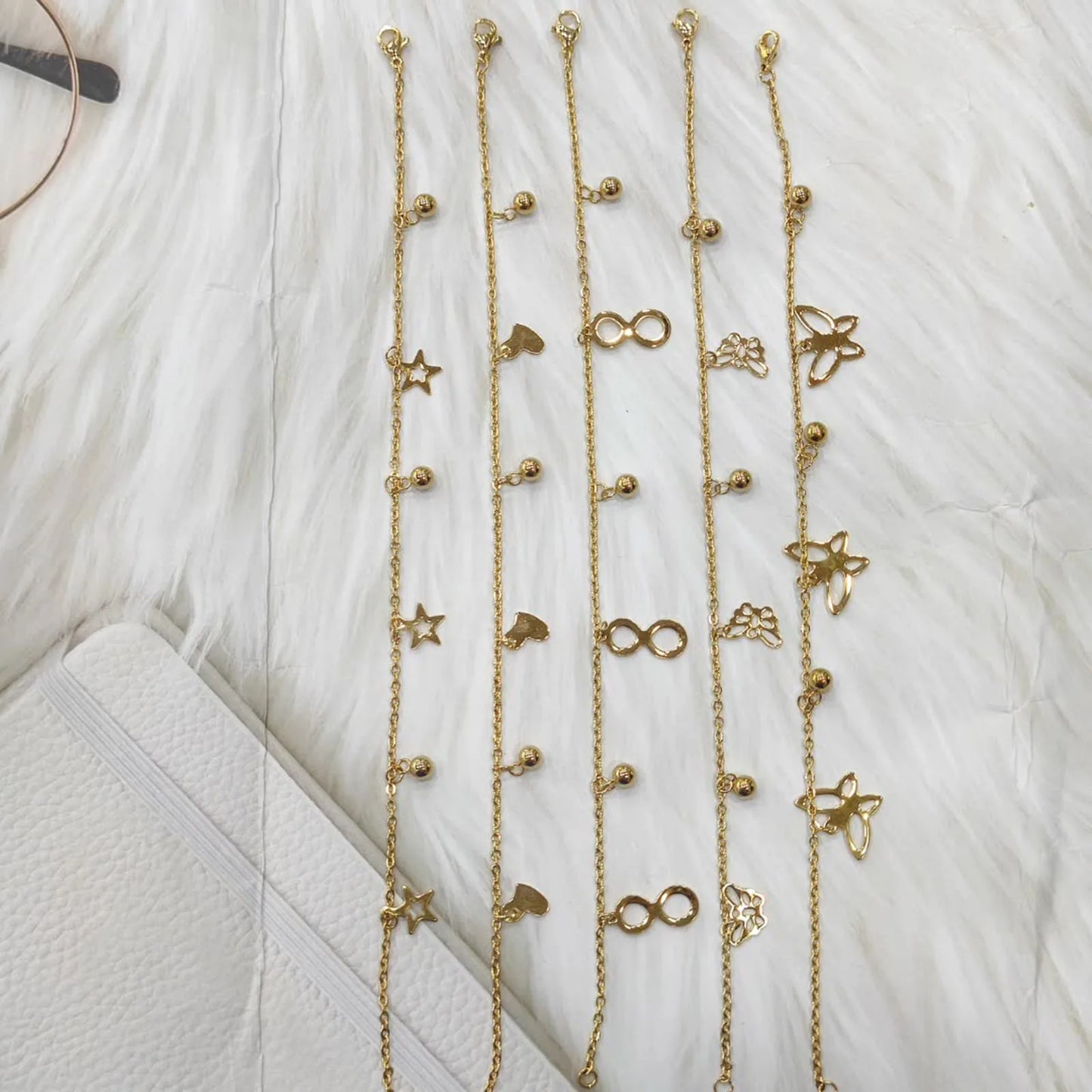 1PC Stainless Steel Star Heart Butterfly Anklet Gold Color Pendants Chain Anklet For Women Summer Beach Foot Show Sandal Jewelry