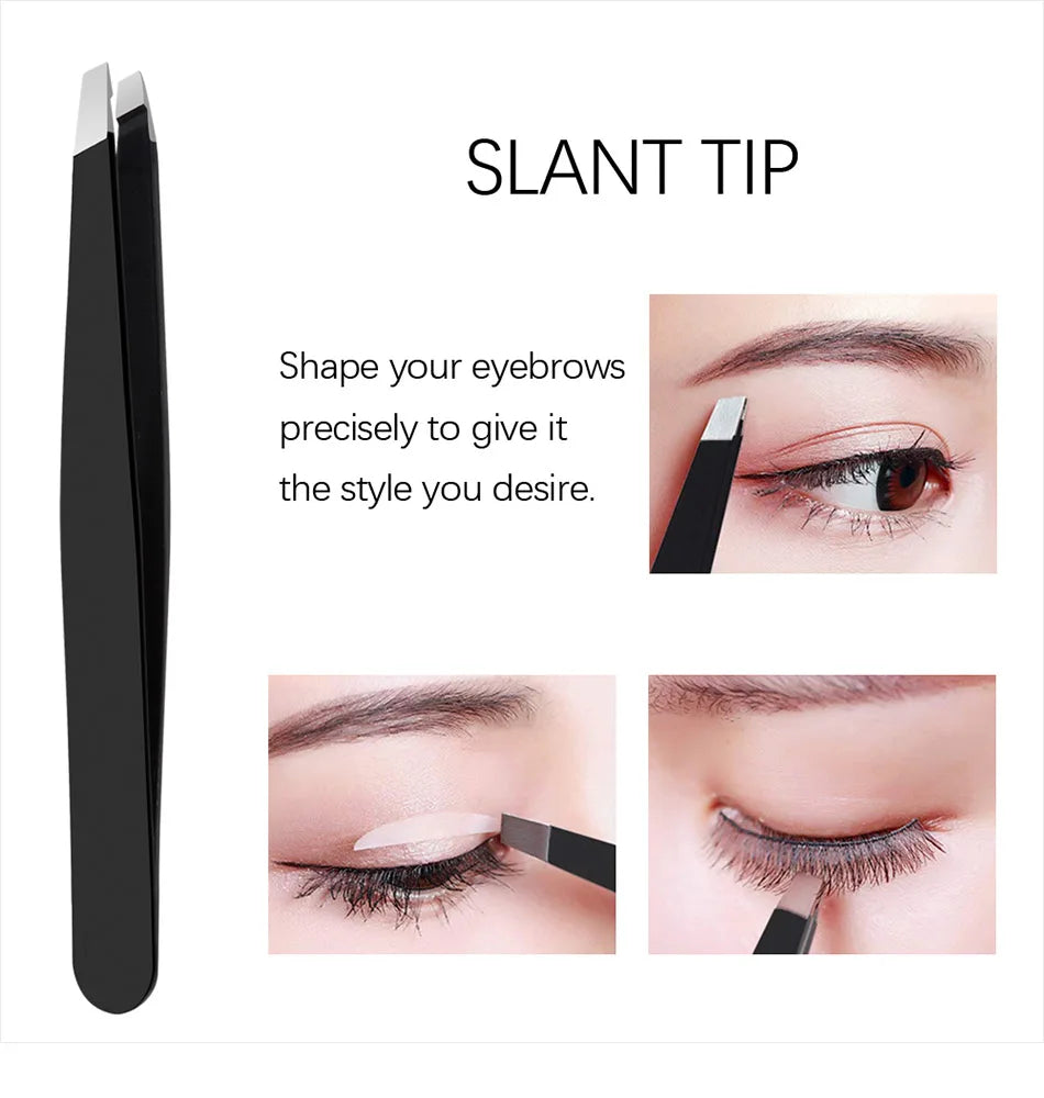 4/6Pcs Eyebrow Hair Removal Tweezers Set Brows Lashes Brows Face Trimming Forceps Scissors With Leather Case Beauty Makeup Tools
