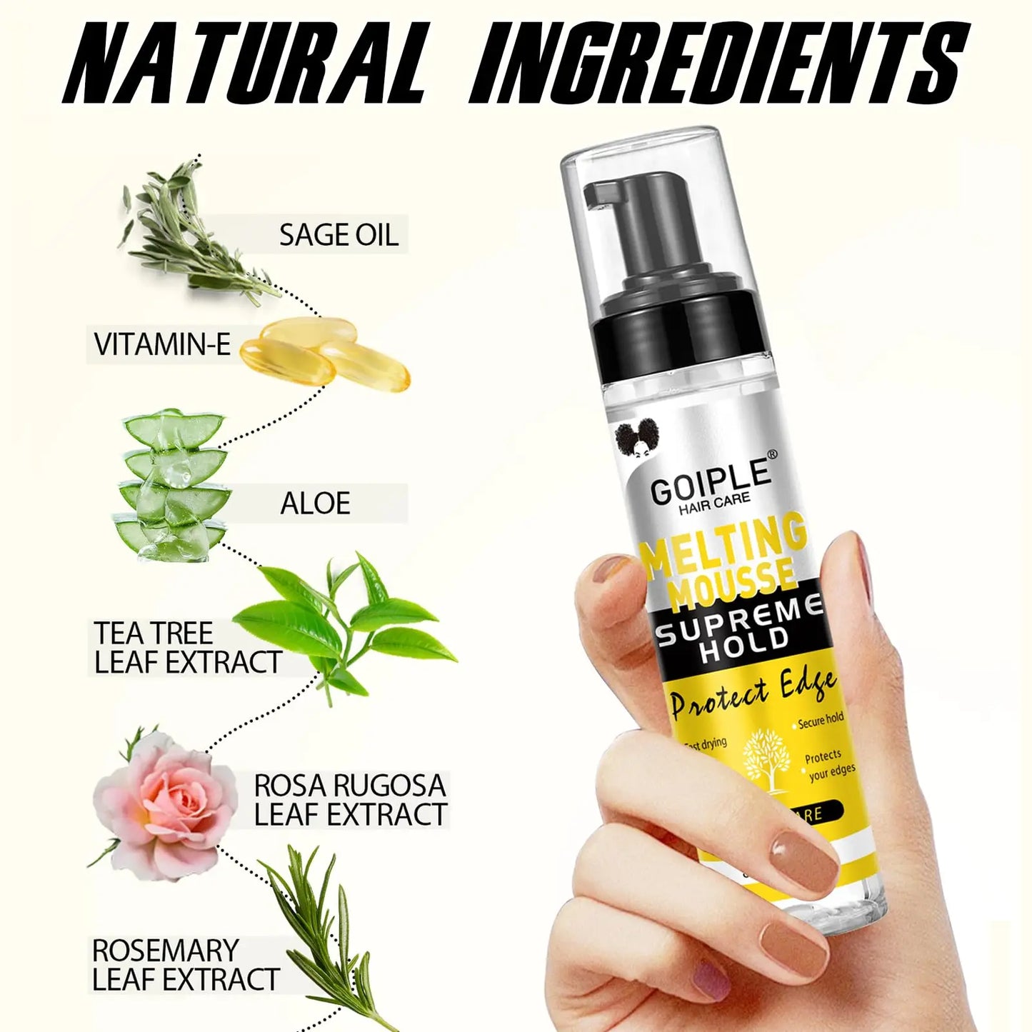 GOIPLE Wig Lace Melting Mousse Invisible Bond Supreme Hold Protect Edge Fast Drying Long-Lasting Lace Melting Spray No Residue