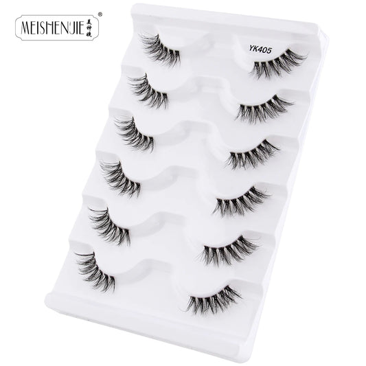 Hot Sale 3/5/6 Pairs 3D Mink Lashes Natural Long Cat Half Eyelashes Wispy Fluffy Manga Lashes Makeup Tools Faux Cils maquillaje