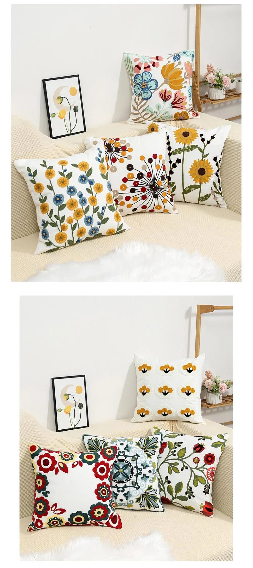 Bohemian Pillow Cover Canvas Towel Embroidered Throw Pillow Case Decor Home Sofa Cojines Cushion Covers Office Supplies 45x45