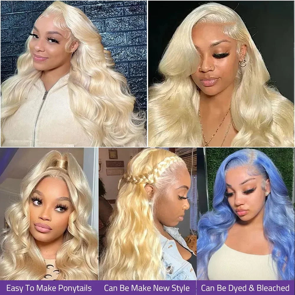 Blonde Body Wave Lace Front Wig HD Transparent Lace 13x6 Human Hair Wig 613 Pre Plucked Full Frontal Wigs For Black Women