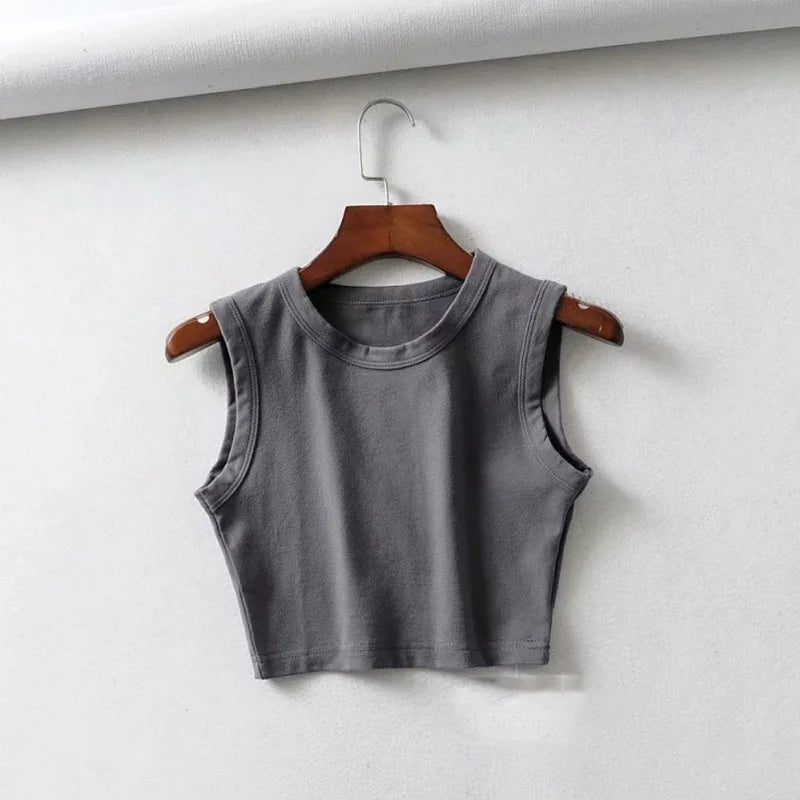 2025 Summer vintage white crop tops women biker black punk sexy tank top korean streetwear cropped sleeveless top feminino