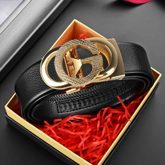 Fashion Business Men'S Belt Genuine Luxury Brand Metal Buckle Belt High-Quality PU Leather Soft Belt With Cargo Pants Jeans