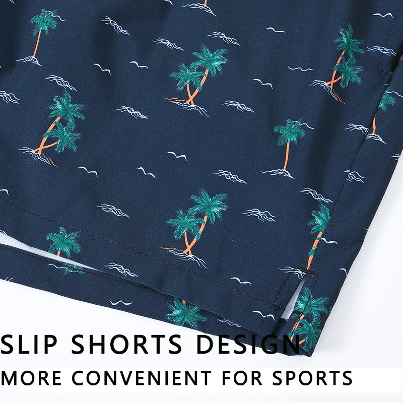 ESCATCH 2025 New Arrival Mens Swimming Trunks Compression Liner 2 in 1 Printing Quick-Dry Gym Sports Mens Shorts Zipper Pockets