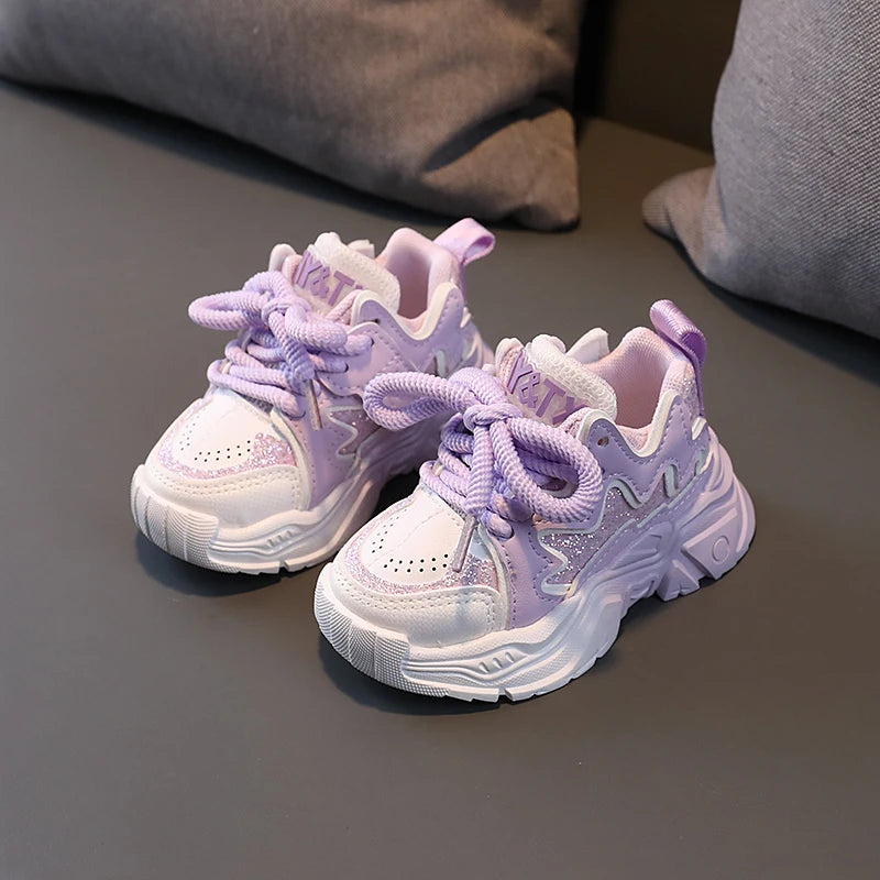 Children's Shoes 2024 New Toddler Girls Sport Shoes Soft Sole Breathable Outdoor Tennis Fashion Kids Sneakers EU21-30