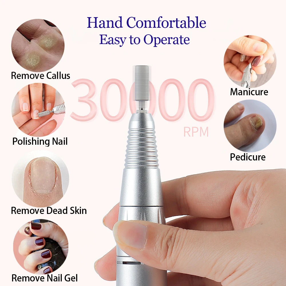30000RPM Rechargeable Nail Drill Manicure Machine Professional Nail Gel Polishing Remover Cordless Drill Set Nail Art Low Voice