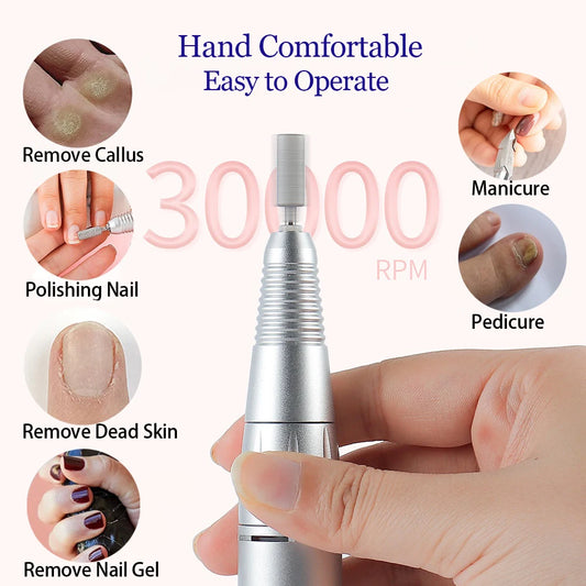 30000RPM Rechargeable Nail Drill Manicure Machine Professional Nail Gel Polishing Remover Cordless Drill Set Nail Art Low Voice