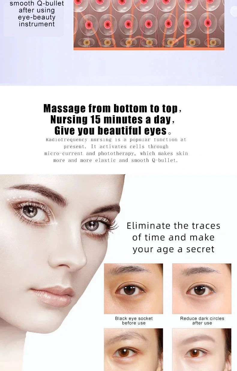 Electric Facial Eye Massager Pen Vibration Double Head EMS Rejuvenation Eye Machine LED Photon Skin Rejuvenation Anti-wrinkle