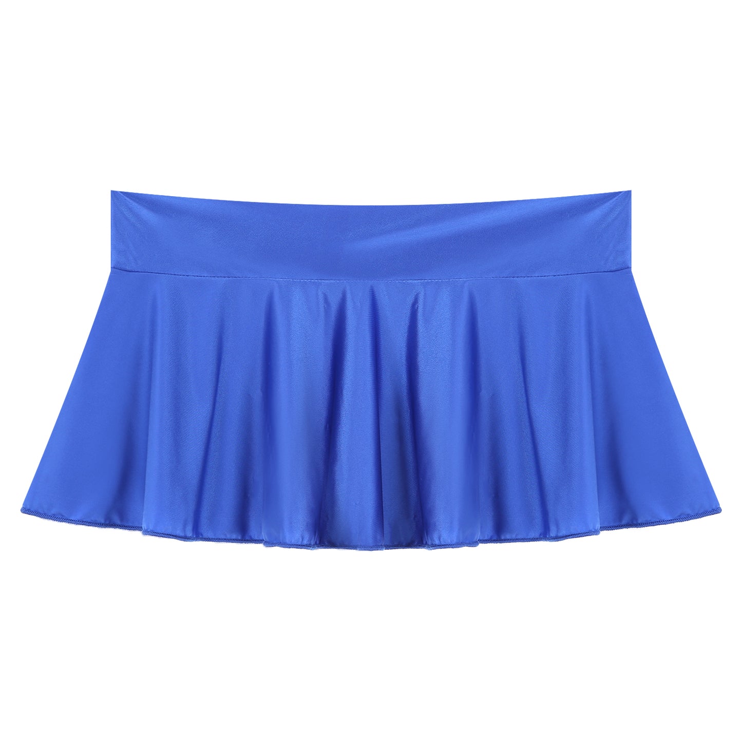 Womens Glossy Mini Skirts Solid Color Shiny Low Rise Elastic Waistband Pool Party Nightclub Ruffled Skirt Bikini Cover Ups