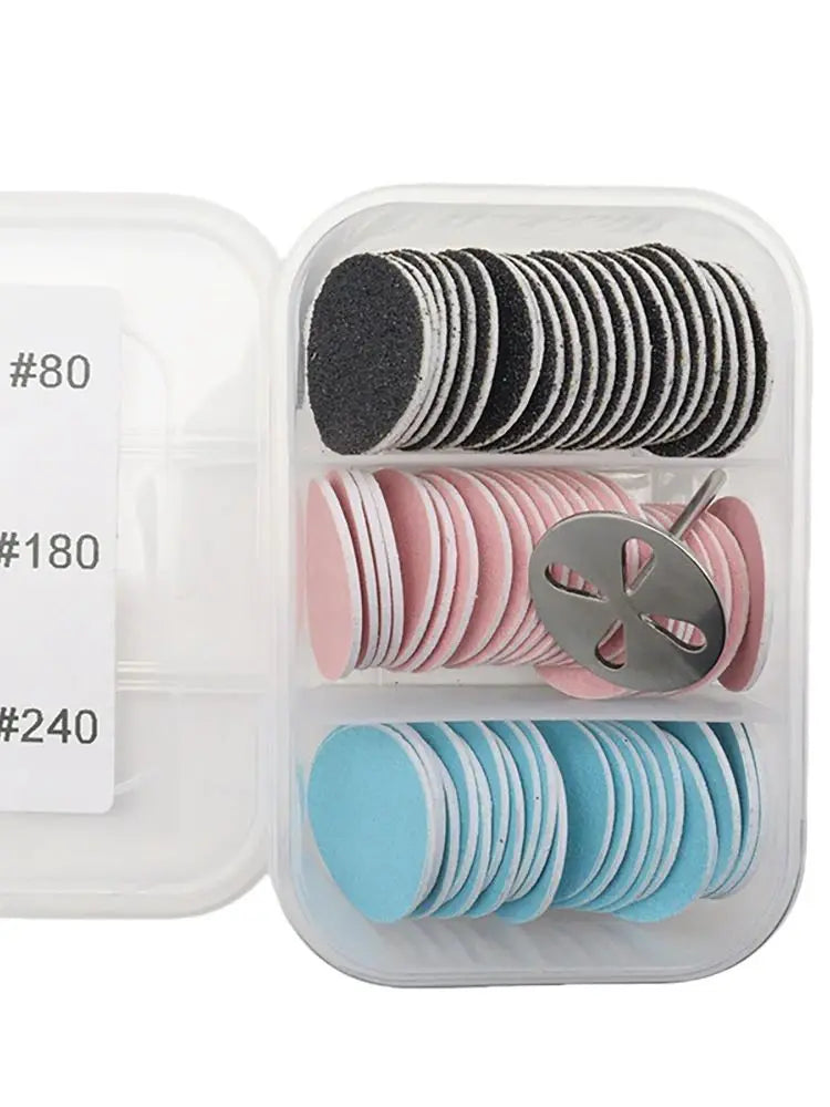 60Pcs Sanding Paper Discs and Metal Nail Drill Bit 25mm Pedicure Disc Replacement Sanding Discs Bits for Nail Drill Foot Files