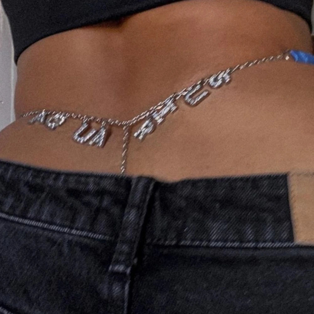 Colorful Customized Thong A-Z Letter Name Waist Body Chain For Women Sexy Underwear Bikini Panties DIY Body Jewelry Dropshipping