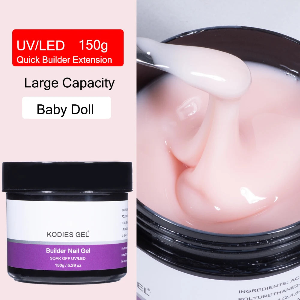 KODIES GEL 150g Builder Naill Art Gel for Extensions Jelly Pink Hard Gel Nail Polish UV Semi Permanent Vernis French Manicure
