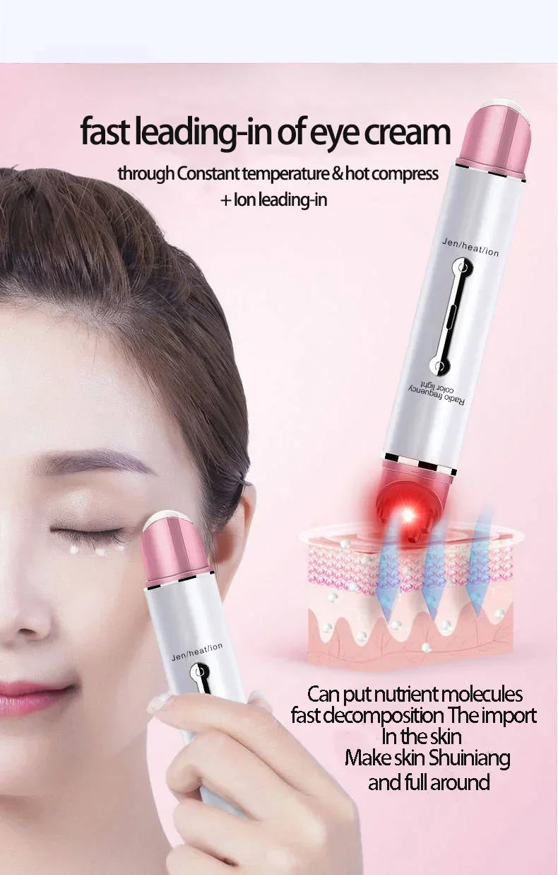 Electric Facial Eye Massager Pen Vibration Double Head EMS Rejuvenation Eye Machine LED Photon Skin Rejuvenation Anti-wrinkle