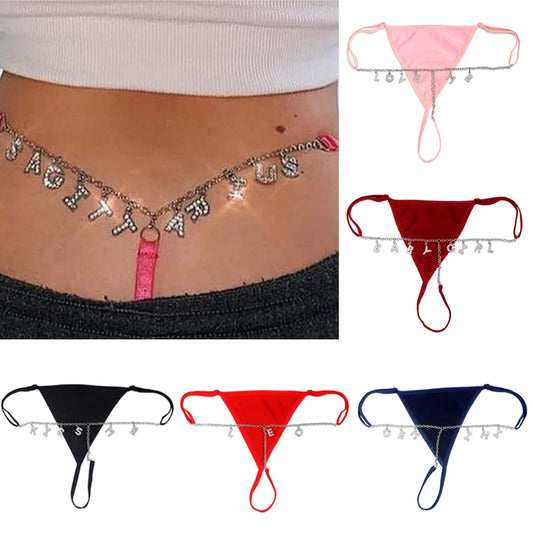 Colorful Customized Thong A-Z Letter Name Waist Body Chain For Women Sexy Underwear Bikini Panties DIY Body Jewelry Dropshipping
